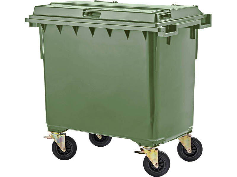 Мусорный контейнер на колёсах зеленый MGBW-660 зеленый 1230x775x1370 мм Полиэтилен низкого давления (HDPE) 660 л