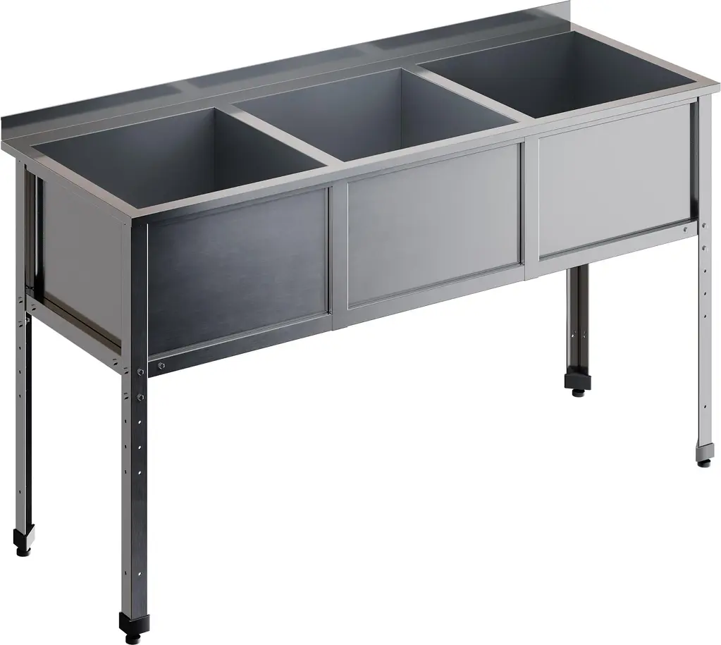 Ванна моечная трехсекционная с бортом RESTOINOX ВМС-3/5-Б-ЭК