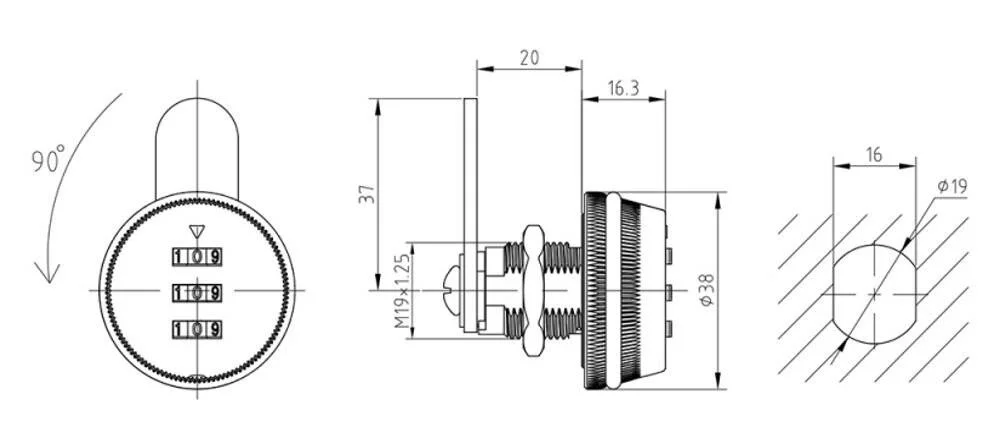 Почтовый кодовый замок КЗ 090 Ч