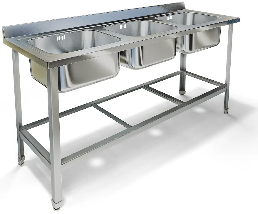 Ванна моечная цельнотянутая трехсекционная ВМ-48/657