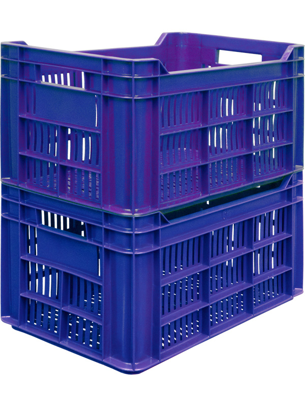 Ящик пищевой 112 пластиковый 500х300х264 мм с перфорацией для сбора и хранения овощей и фруктов синий