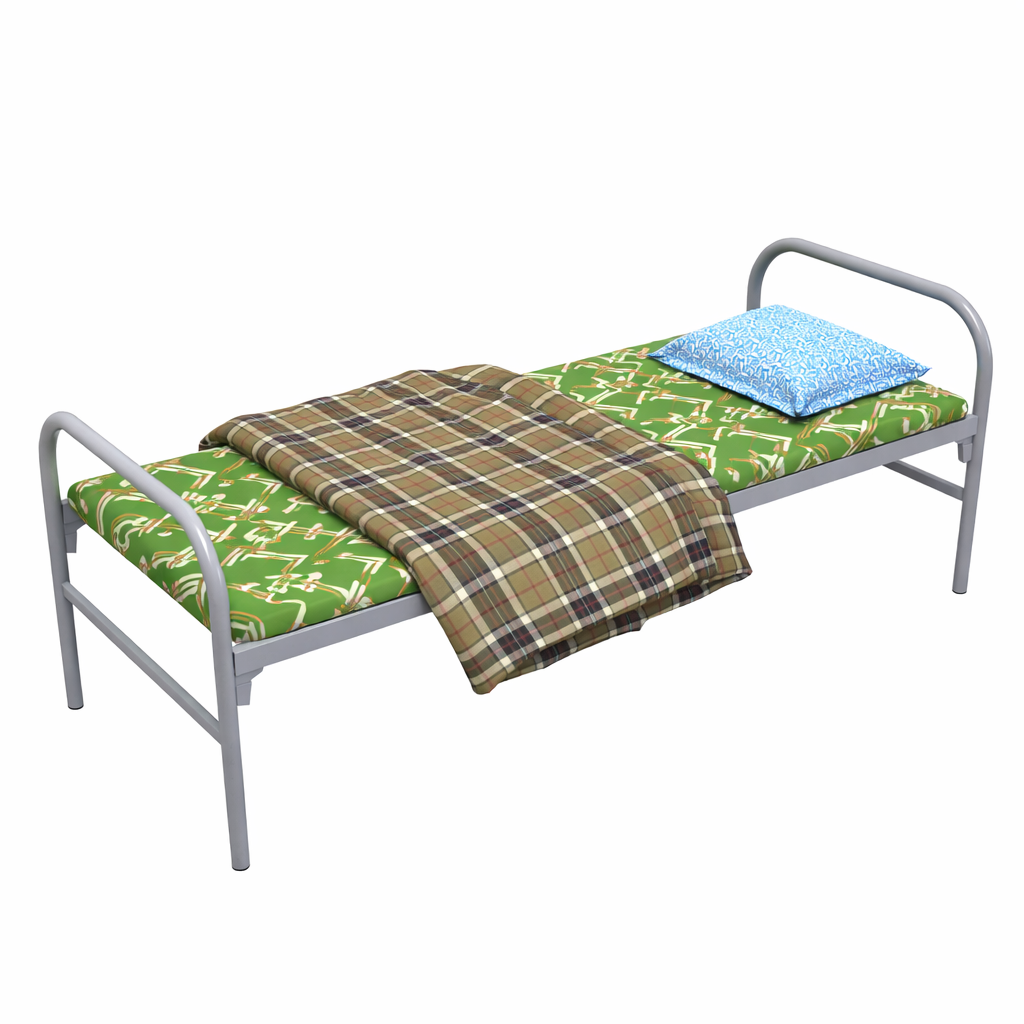 Фото комплект кровать с постельными принадлежностями эконом-1