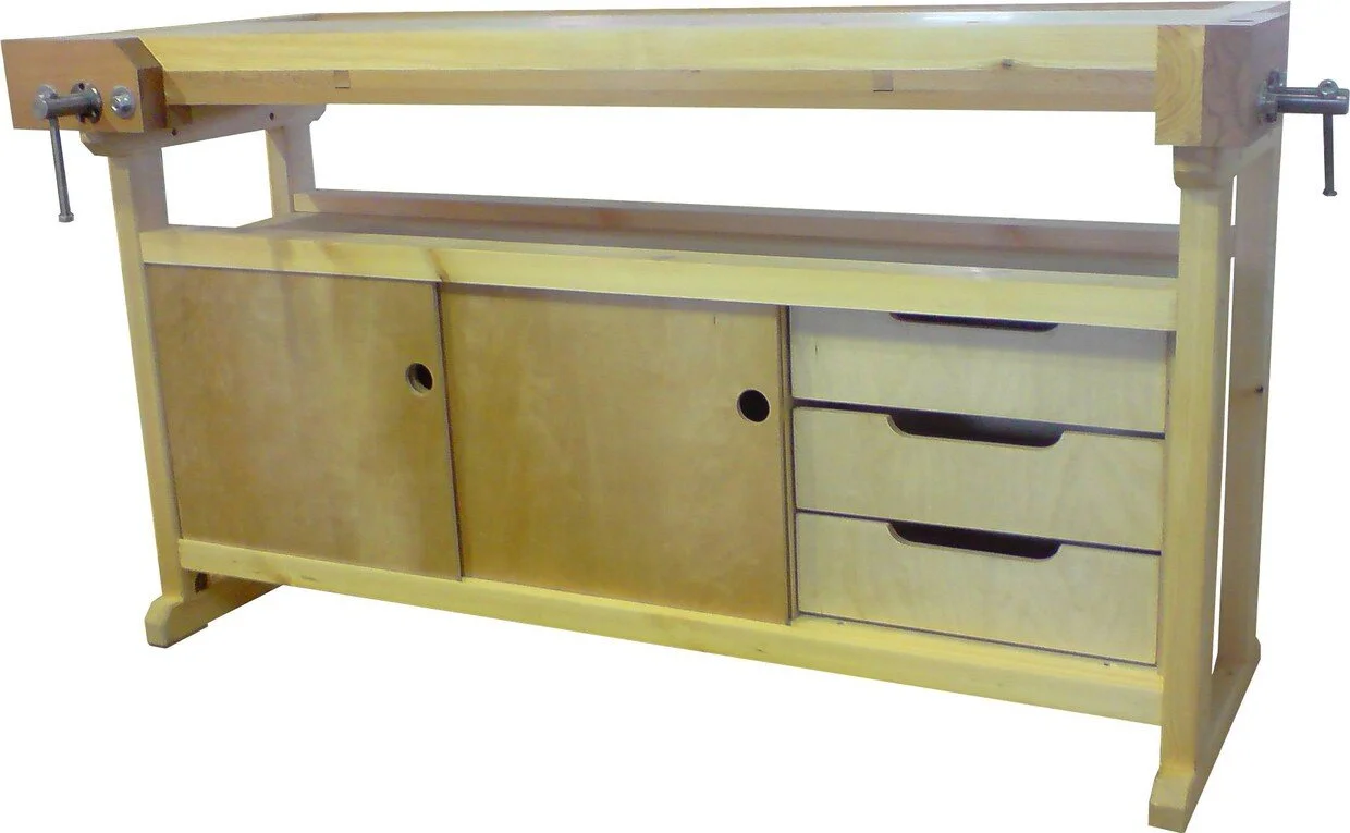 Верстак столярный Школьный (сосна) с тумбой Практик