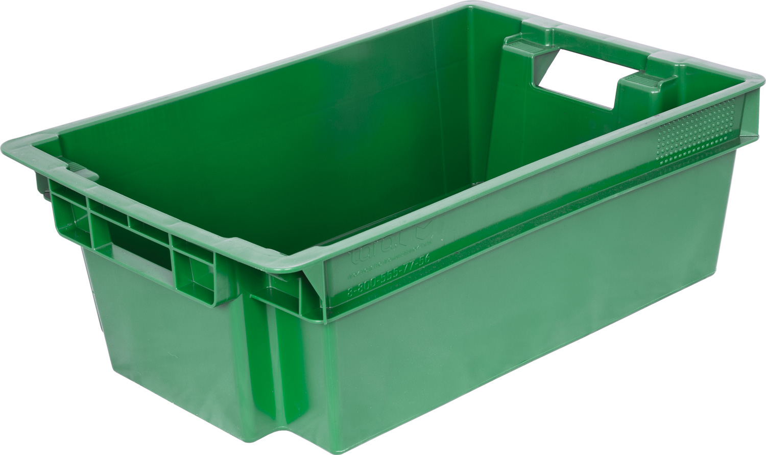 Ящик 206 для пищевой отрасли 600х400х200 мм из пластика 1,6 кг сплошной зеленый
