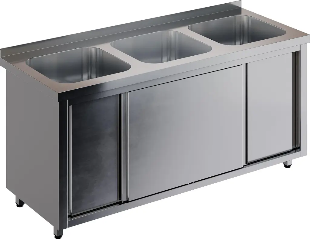 Стол купе СПЗК3М-18/7-Б с моечной ванной и бортом