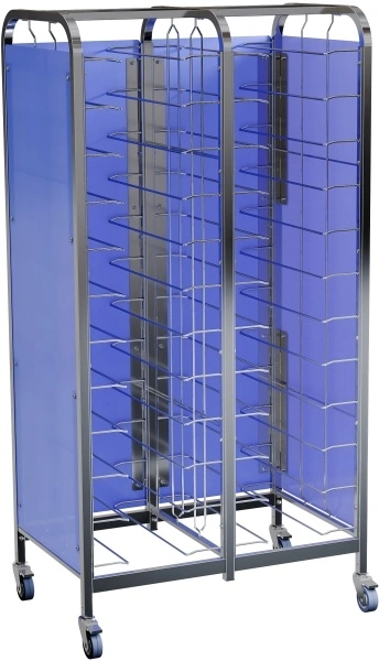 Тележка шпилька закрытая с 3-х сторон цветным листом пластика RESTOINOX ТШРЗППР-12х2/360/540 для подносов на прутке