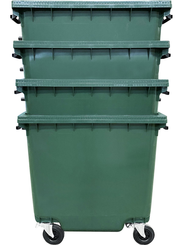 Мусорный контейнер МКТ-1100 зелёный на колёсах