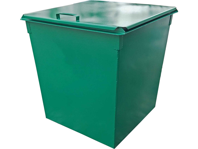 Контейнер для отходов из металла КТБО 0.75-2 для ТБО с крышкой зелёный 0,75 куба