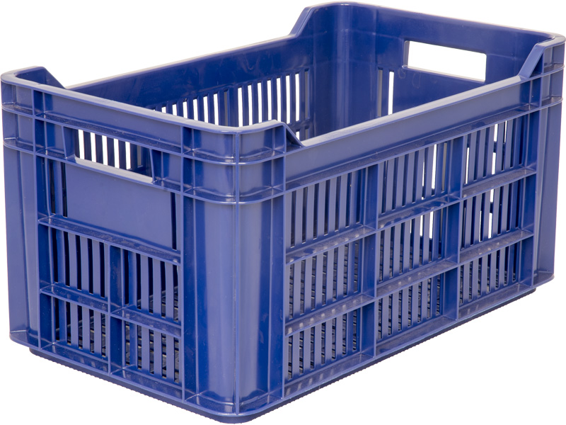 Ящик пищевой 112 пластиковый 500х300х264 мм с перфорацией для сбора и хранения овощей и фруктов синий