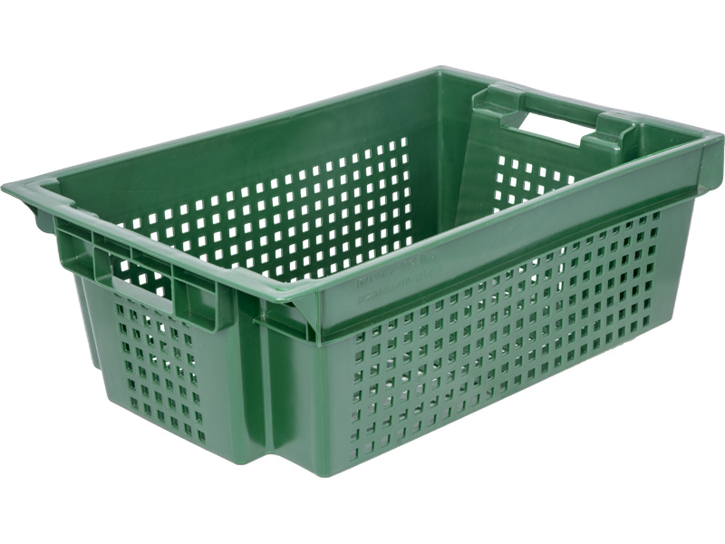 Ящик пищевой 102-У пластиковый 600х400х200 мм усиленный вкладываемый зелёный