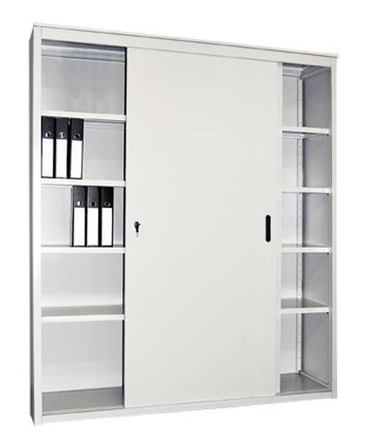 Архивный шкаф с дверями - купе AL 2015, 2000x1500x450 на 4 полки RAL 7035 серый