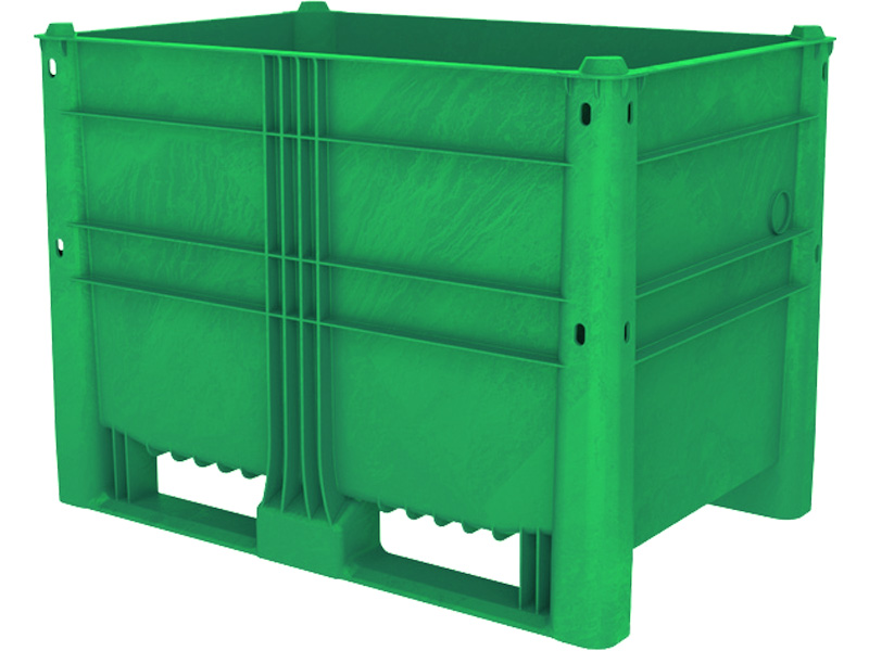 Контейнер пластиковый зеленый, сплошной EcoLine-590 зеленый 1200x800x870 мм Полиэтилен низкого давления (HDPE) 590 л