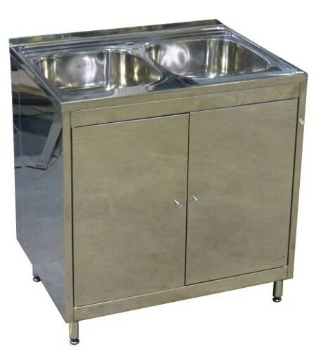 Тумба с двойной мойкой и полкой МТ-2НД