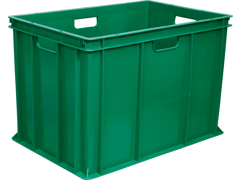 Ящик универсальный 203-2 пластиковый 600х400х410 мм сплошной ящик для пищевой логистической складской отраслей зеленый