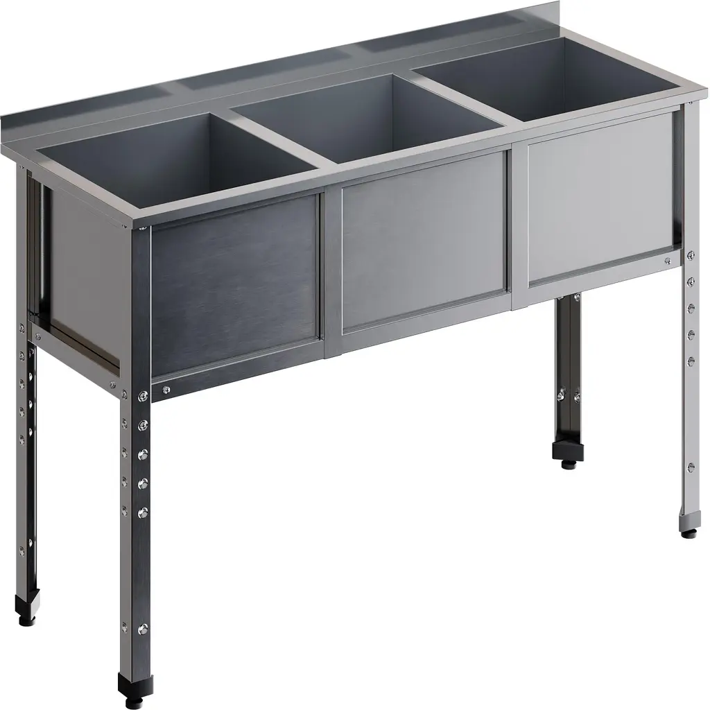 Ванна моечная трехсекционная с бортом RESTOINOX ВМС-3/7-Б-ЭЦ