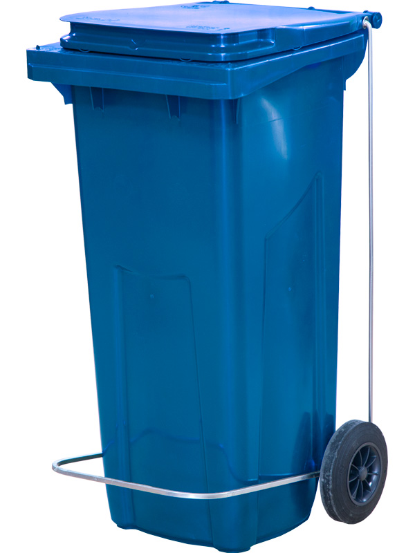 Мусорный контейнер п/э с педальным приводом П-образным МКТ 120 синий (ПП) 550x450x960 мм Полиэтилен низкого давления (HDPE)