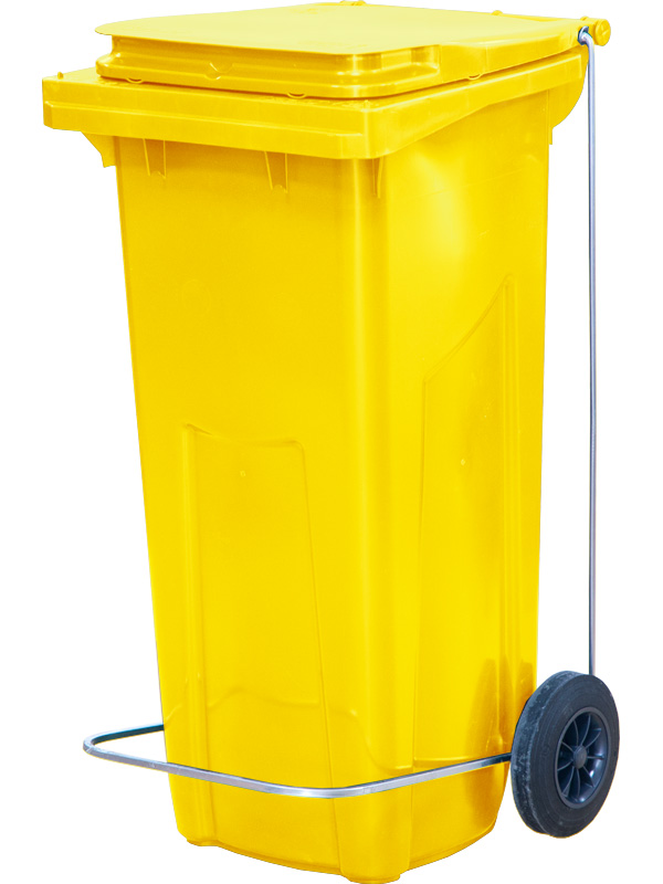 Мусорный контейнер п/э с педальным приводом П-образным МКТ 120 желтый (ПП) 550x450x960 мм Полиэтилен низкого давления (HDPE)