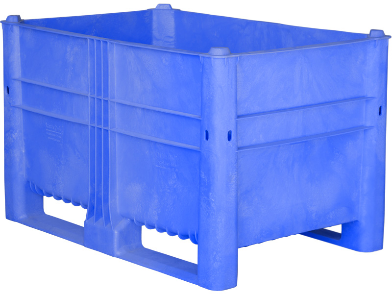 Контейнер пластиковый большой EcoLine-485 размером 1200х800х740 синий сплошной грузовой