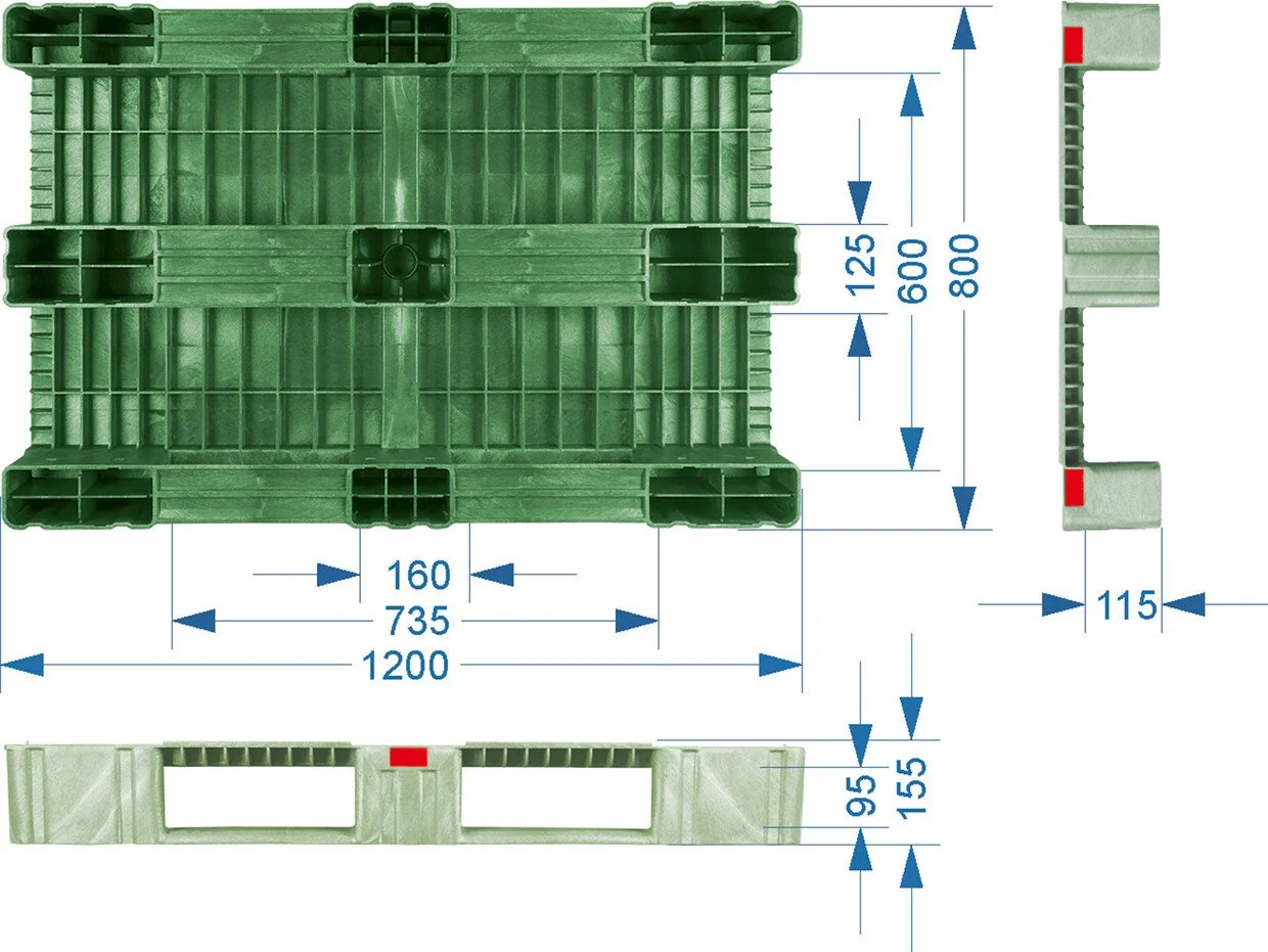 Паллет TR 1208-1-1 зеленый (1200х800х150)