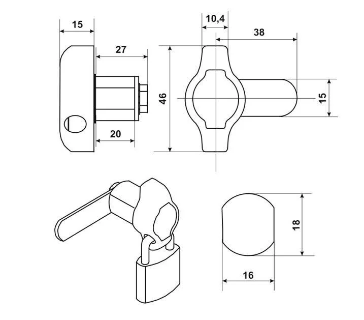 Мебельный колодочный замок - ЗК