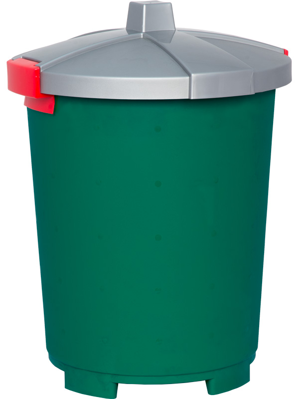 Бак пластиковый мусорный МБ-45-4 зеленый с крышкой